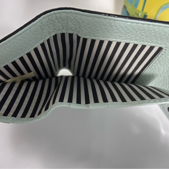 Kate Spade Jackson St Jada Pebbled Leather Trifold Wallet Light Blue/Green - Picture 4 of 9